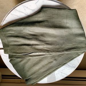 Ferragamo green silk/linen wide leg pant size 44